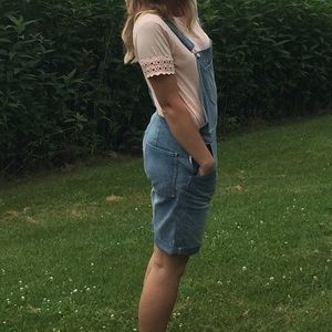GAP denim overall shorts